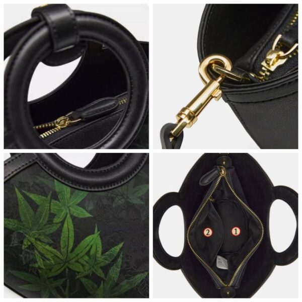 Xiangyunsha Silk Black Maple Leaves Basket Bag - Image 9