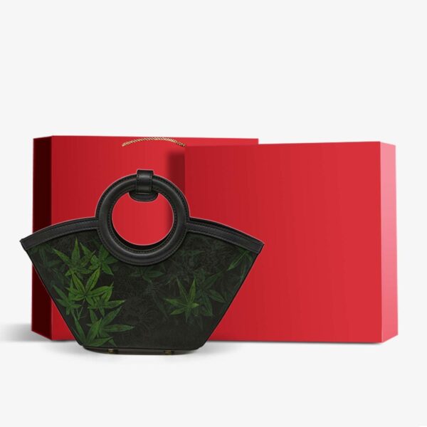 Xiangyunsha Silk Black Maple Leaves Basket Bag - Image 12