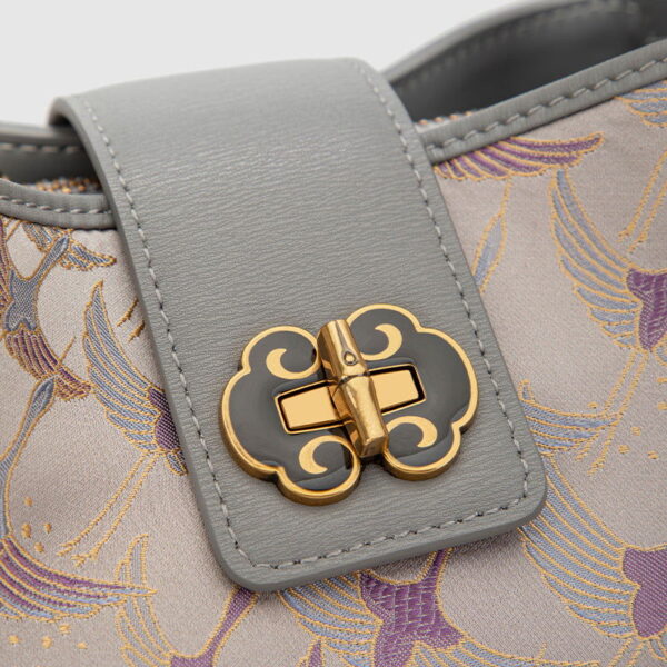 Song Brocade Chinese Bucket Tote Bag with Charming Tassel - Image 6