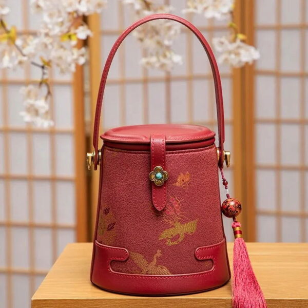 Song Brocade Fragrant Cloud Silk Bucket Bag - Image 13