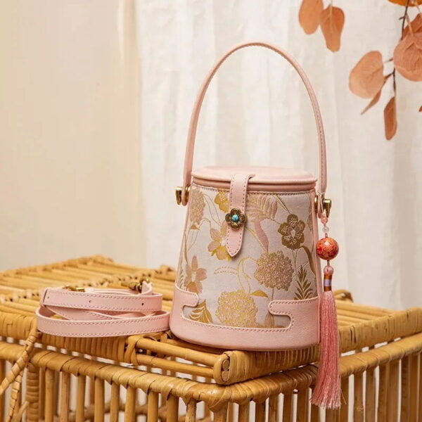 Song Brocade Fragrant Cloud Silk Bucket Bag - Image 15