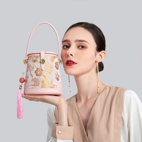 Song Brocade Fragrant Cloud Silk Bucket Bag - Image 2