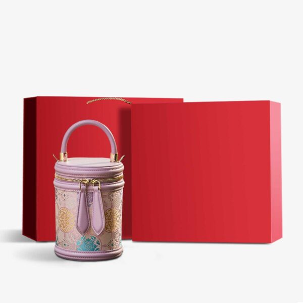 Song Brocade Leather Bucket Cylinder Bag - Image 8