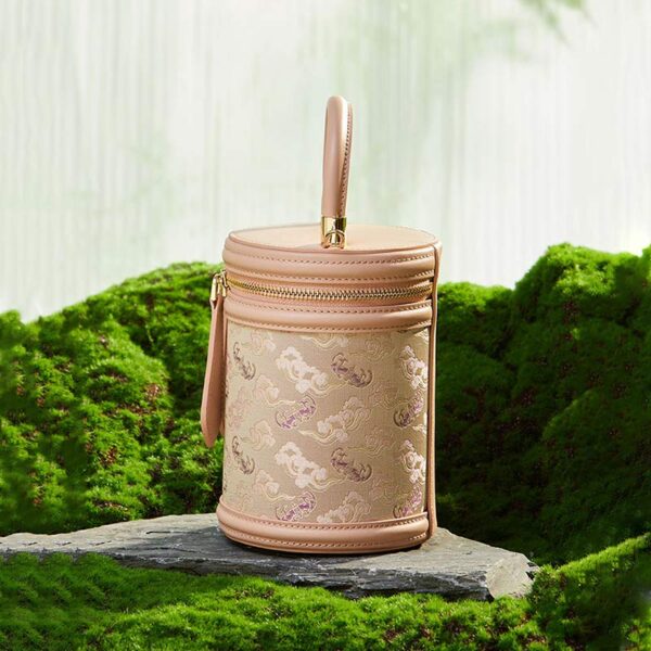 Song Brocade Leather Bucket Cylinder Bag - Image 3