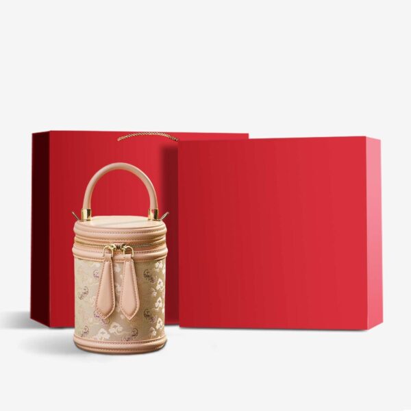 Song Brocade Leather Bucket Cylinder Bag - Image 7