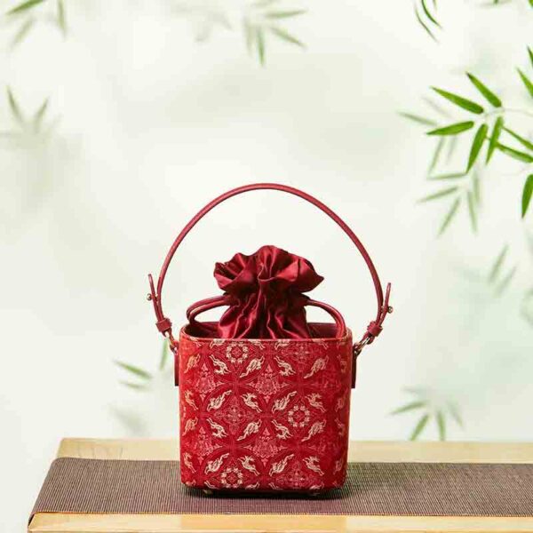 Song Brocade New Chinese Style Cube Bucket Bag - Image 2