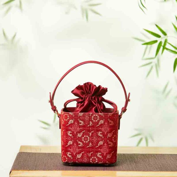 Song Brocade New Chinese Style Cube Bucket Bag - Image 4