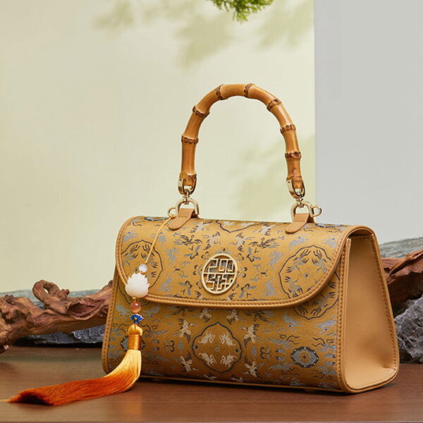 Song Brocade Silk Bamboo Handle Handabag - Image 3