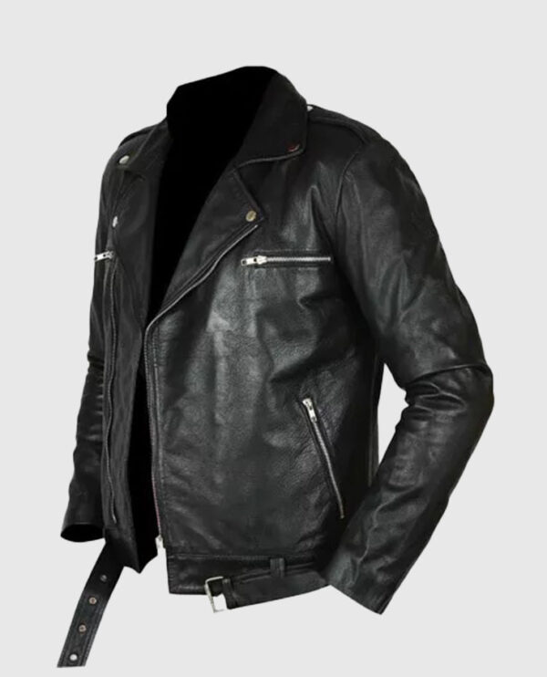 Negan Walking Dead Black Biker Leather Jacket - Image 4