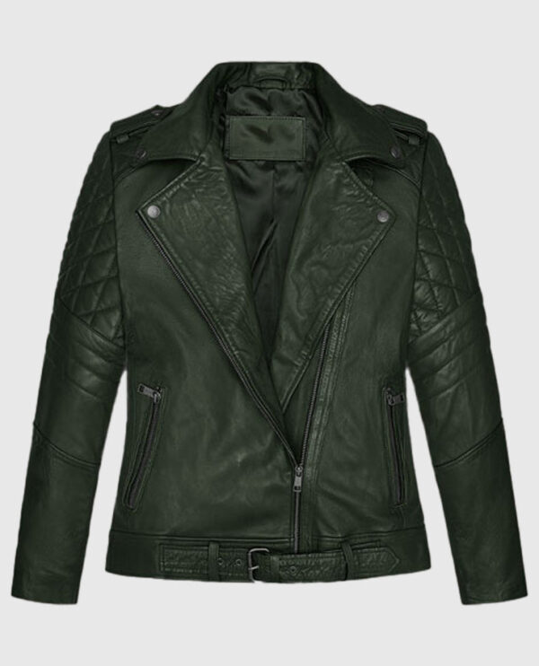 Victoria Justice Green Leather Jacket - Image 2