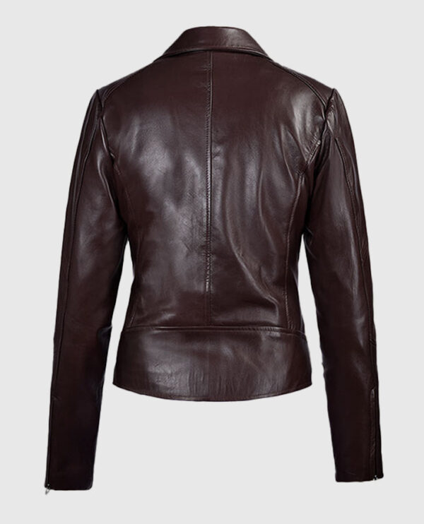Katie Holmes maroon Leather Jacket - Image 3