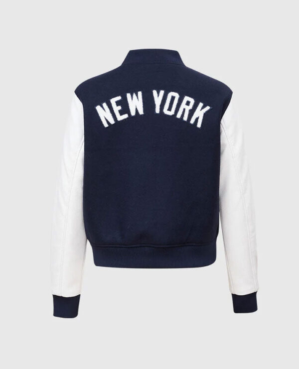 MLB New York Yankees Women's Blue Varsity Jacket - Image 2