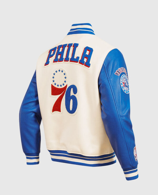 NBA Philadelphia 76ers Men's Rib Wool Varsity Jacket - Image 3