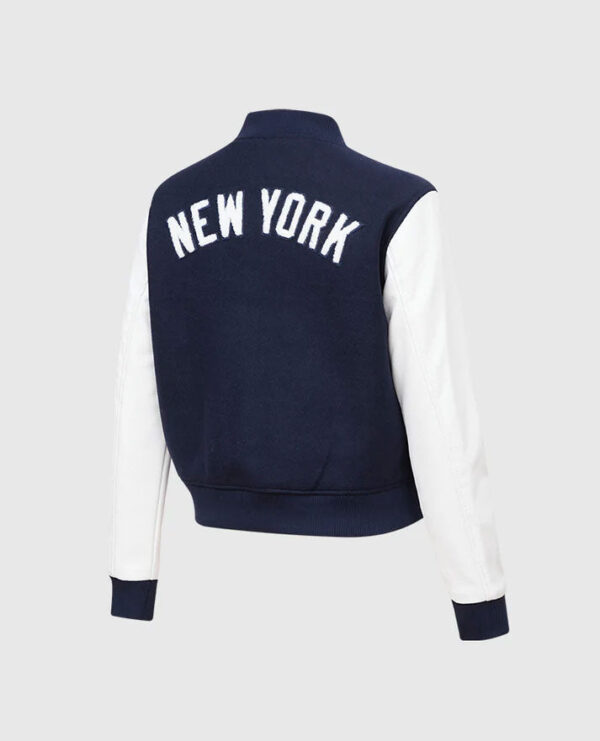 MLB New York Yankees Women's Blue Varsity Jacket - Image 3