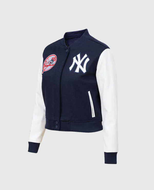 MLB New York Yankees Women's Blue Varsity Jacket - Image 4
