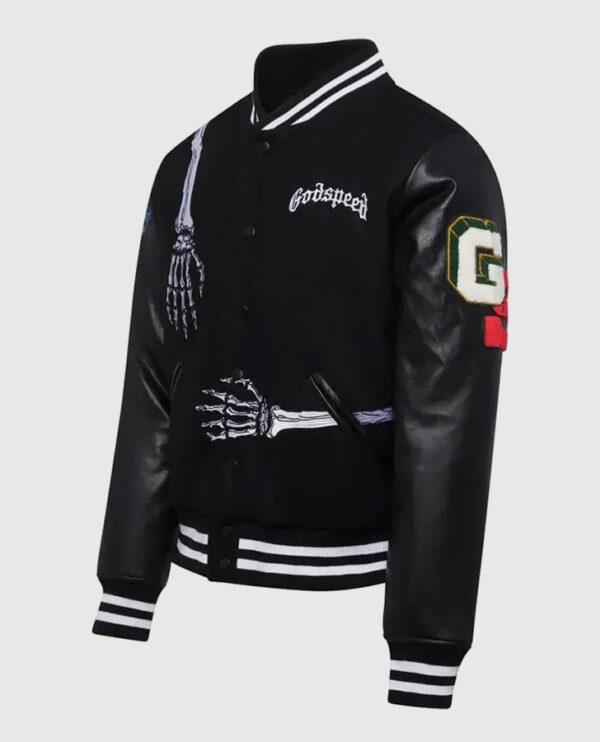 Men's Godspeed Skull Rod Black Bomber Halloween Jacket - Image 4