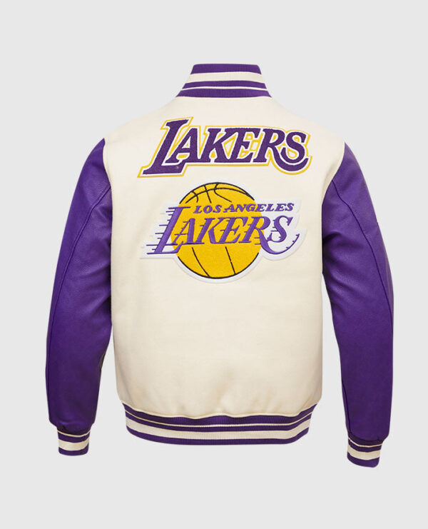 NBA Los Angeles Lakers Men's White Varsity Jacket - Image 2