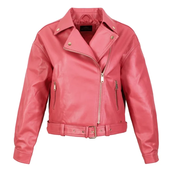 Gemini Pink Motorcycle Leather Jacket