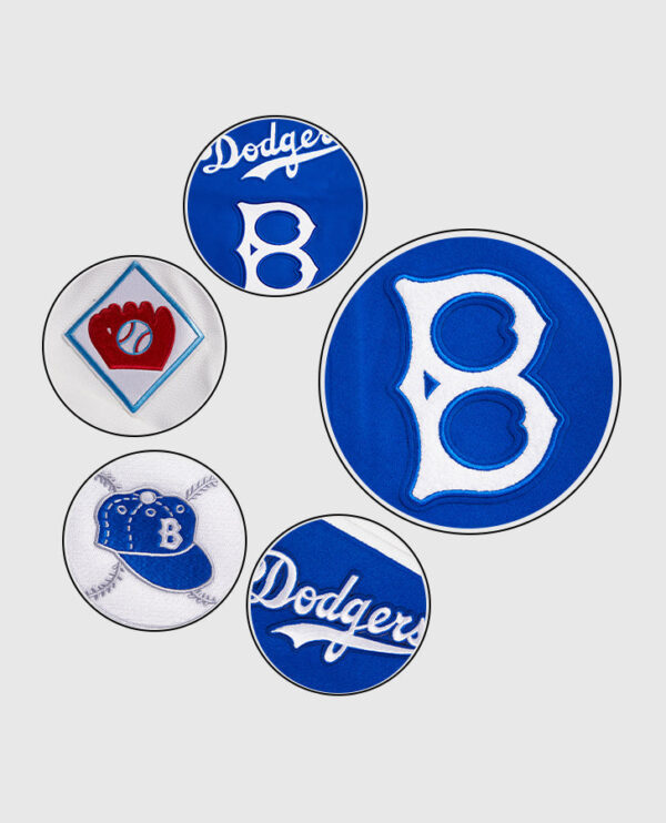 MLB Brooklyn Dodgers Men's Rib Wool Varsity Jacket Royal Blue White - Image 6