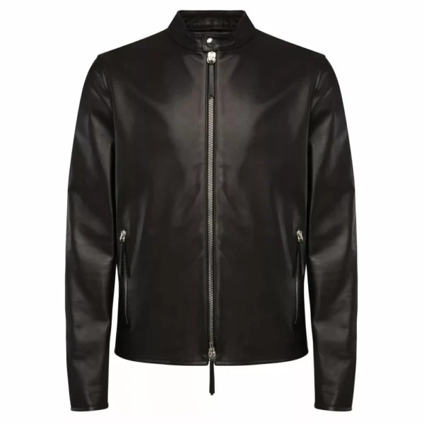 Mens Plain Brown Leather Jacket