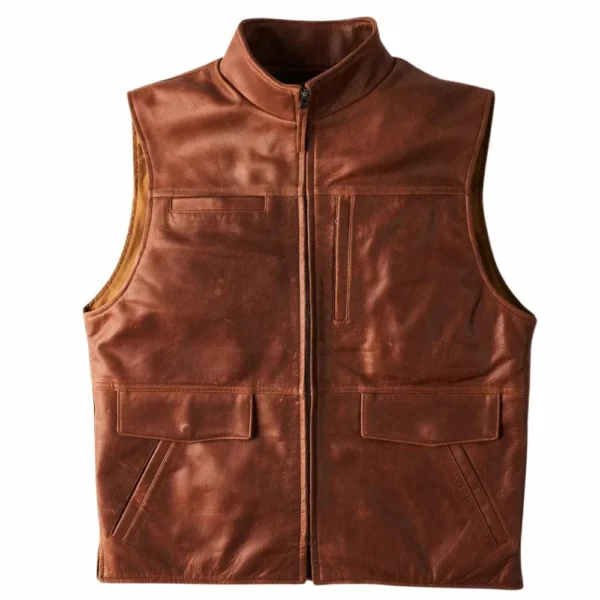 Mens Brown Leather Vest
