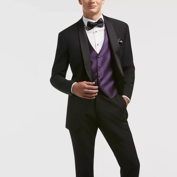 Black and Purple Tuxedo For Men