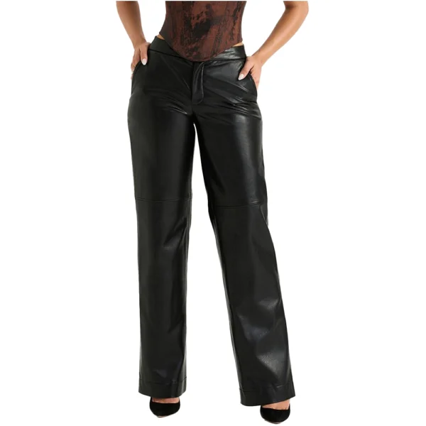 Premium Black Leather Trousers For Women - Image 4