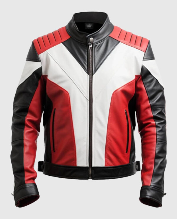 Men's Red & Black Faux Leather Jacket