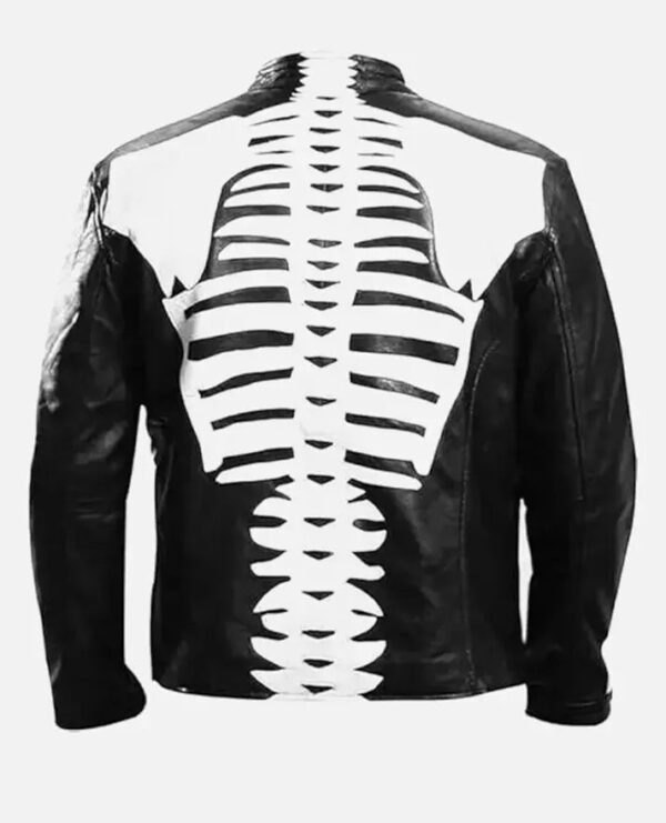 Halloween Special Spooky Skeleton Bones Cosplay Black Leather Jacket - Image 2