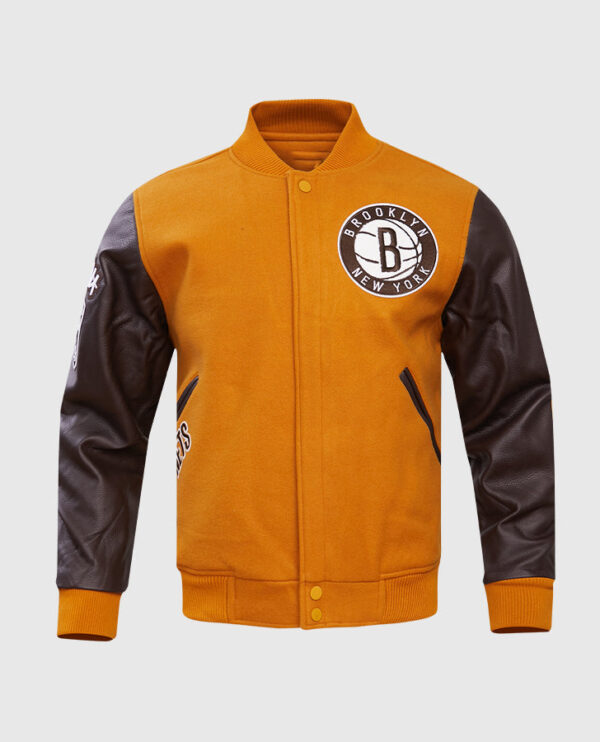 NBA Brooklyn Nets Men's Brown Varsity Jacket