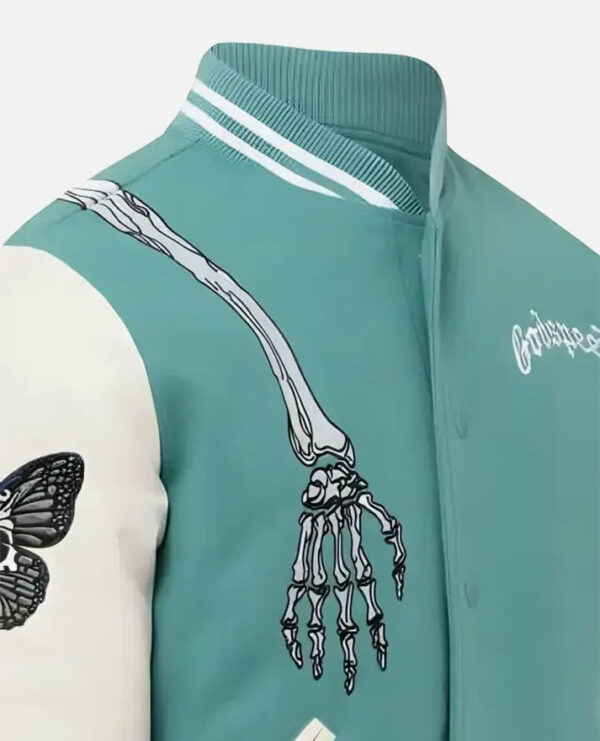 Men's Rod Godspeed Skull Mint Varsity Jacket - Image 3