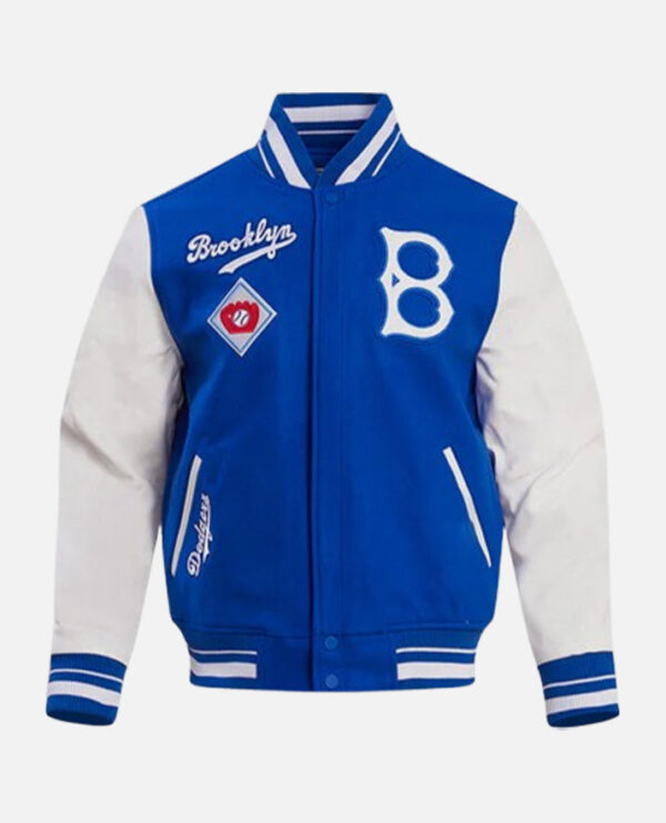 MLB Brooklyn Dodgers Men's Rib Wool Varsity Jacket Royal Blue White