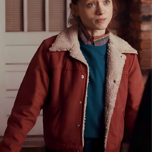 Womens Red Denim Nancy Wheeler Stranger Things Jacket - Image 3