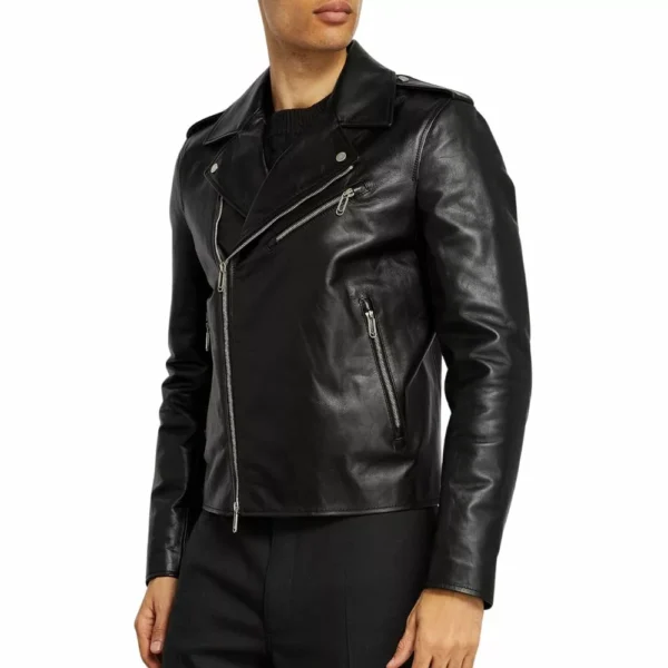 James Moto Leather Jacket With Notch collar - Image 2