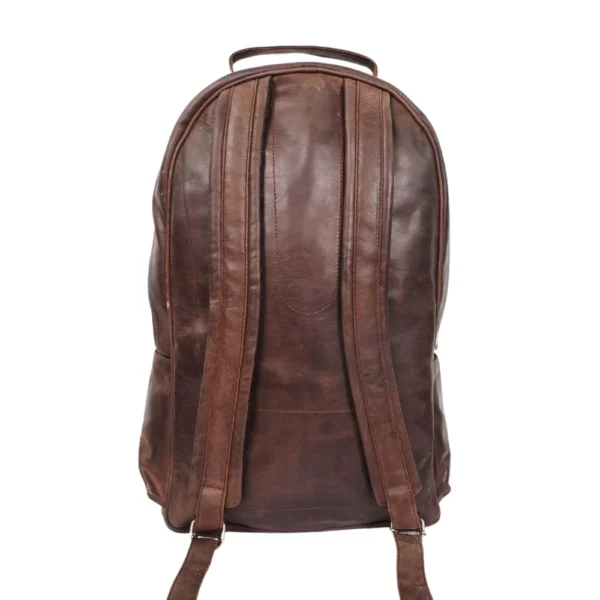 Vintage Leather Distressed Brown Travel Backpack - Image 2