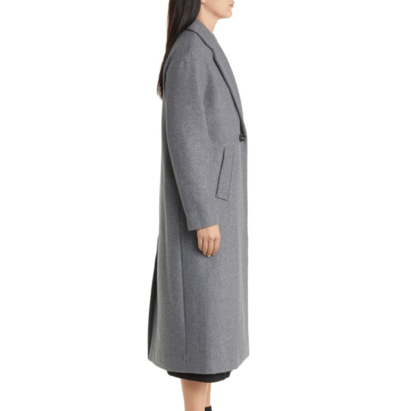 Women’s Double Breasted Grey Wool Coat - Image 2