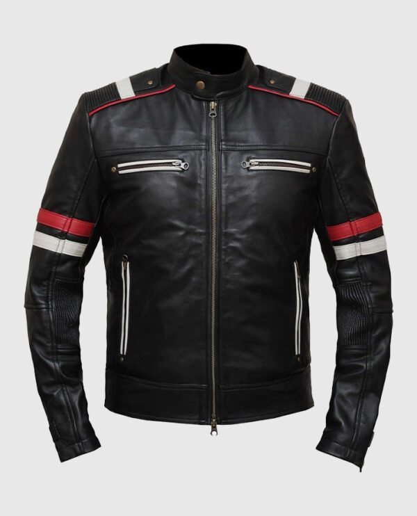 Men's Retro Cafe Racer Black Leather Jacket