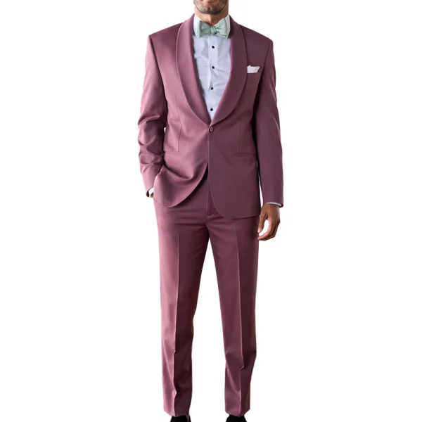 2 Piece Rose Pink Shawl Collar Tuxedo - Image 6