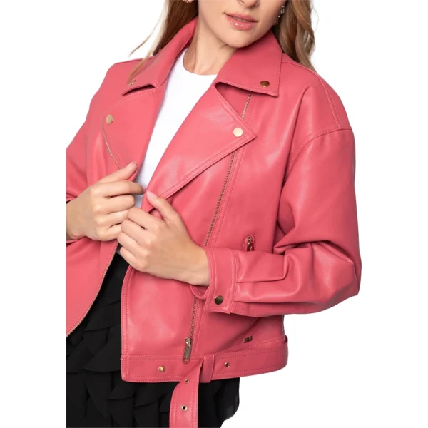 Gemini Pink Motorcycle Leather Jacket - Image 4