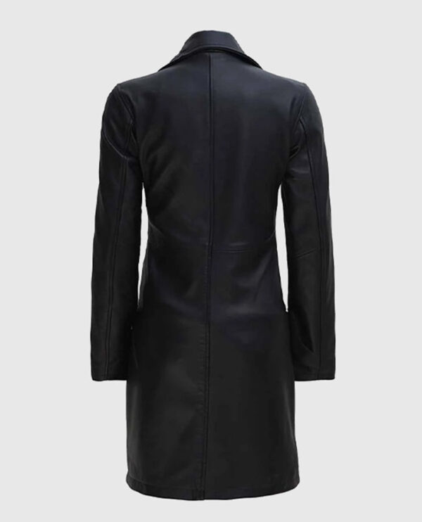 Women's  Real Leather Black Coat - Image 2