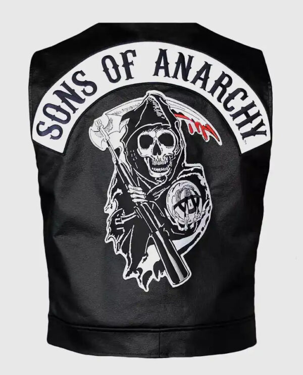 Sleeveless Sons Of Anarchy Black Biker Leather Jacket - Image 3