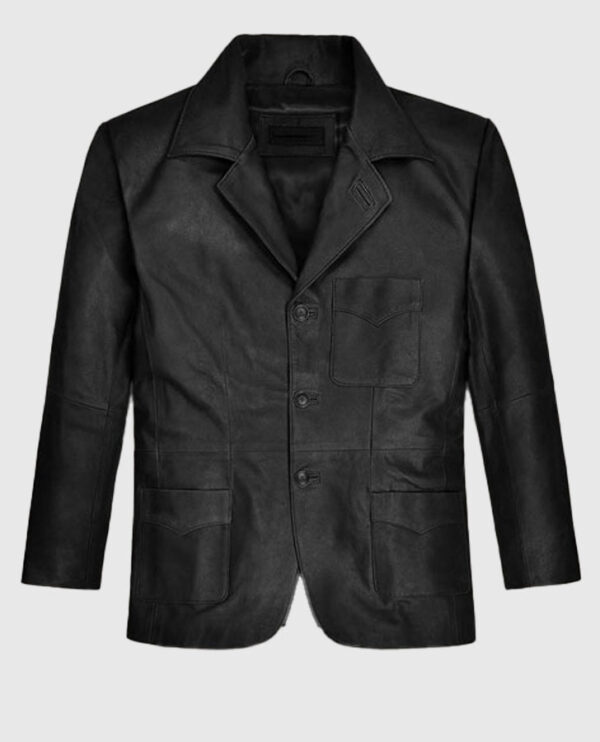 Ben Stiller Black Leather Blazer - Image 2