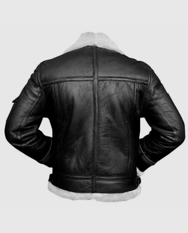 Men's RAF B3 Aviator Shearling Bomber Black Jacket - Image 2