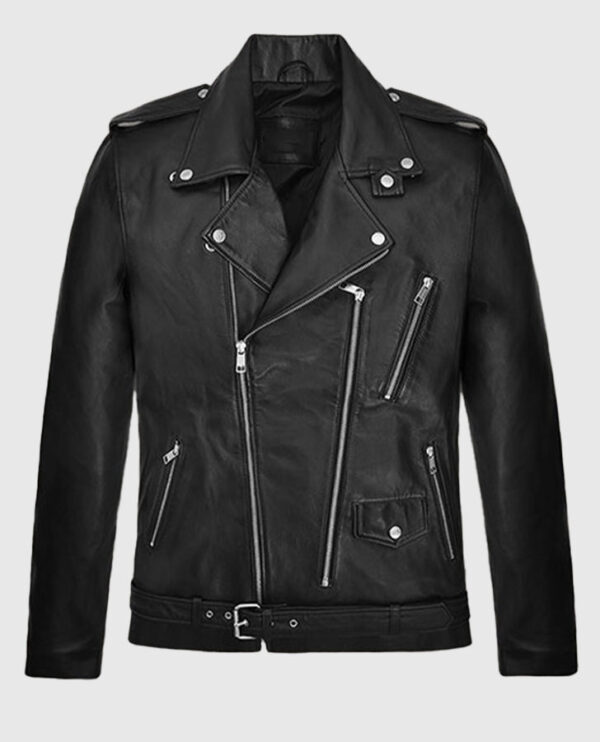 Bruno Mars Black Leather Biker Jacket - Image 2
