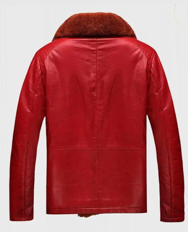 Women's Shearling Red Leather Jacket - Image 2