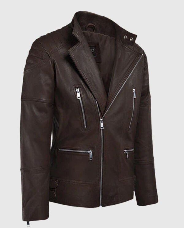 Shotgun Brown Moto Leather Jacket - Image 8