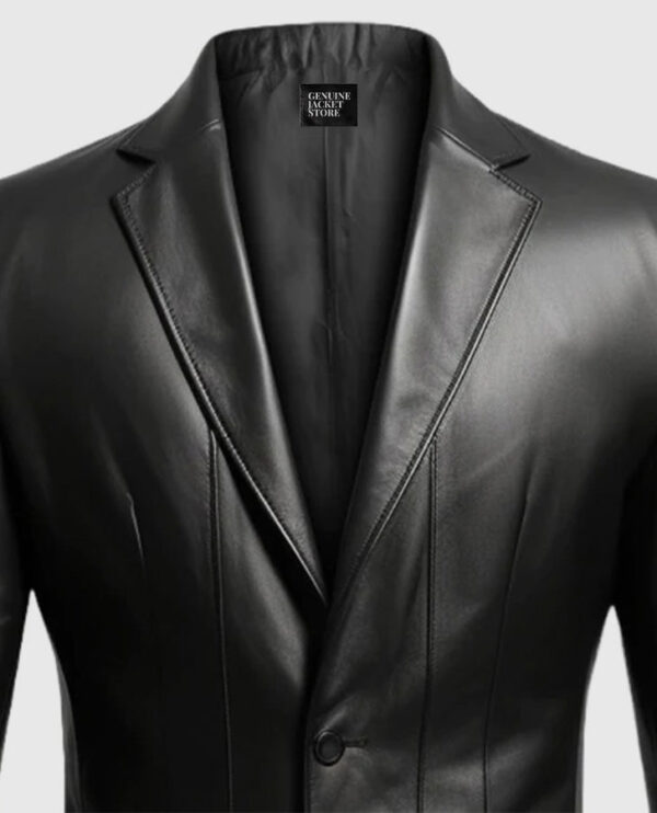 Men's 2 Button Leather Blazer - Image 3