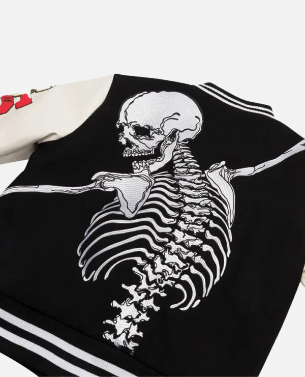 Men's Godspeed Skull Black & White Varsity Jacket - Image 2