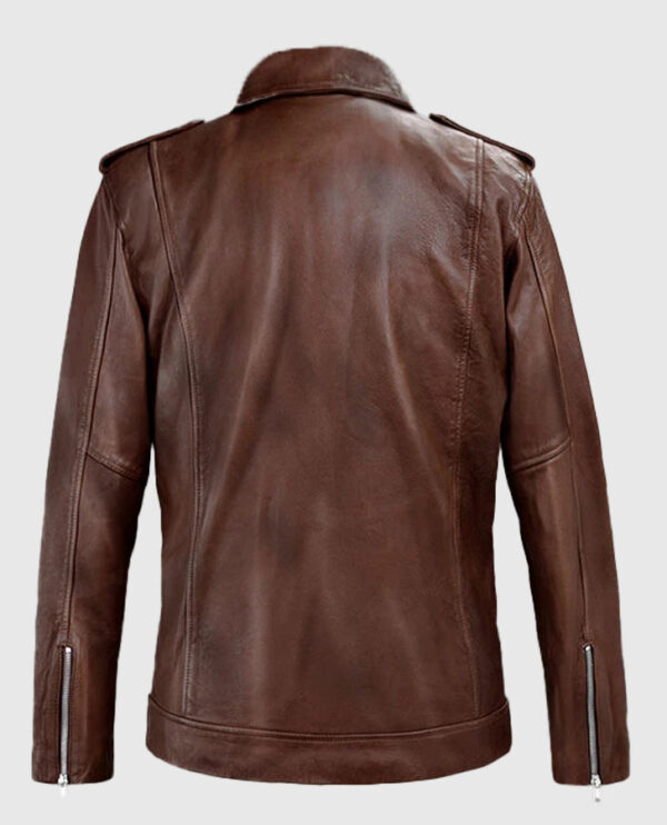 Men's Beast Spanish Brown Biker Leather Jackets - Image 2
