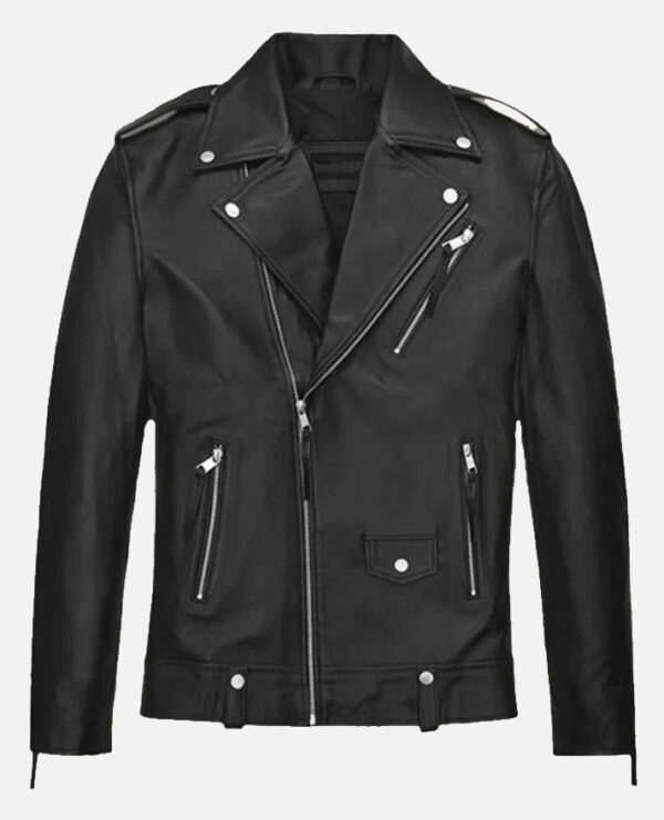 Ansel Elgort Black Leather Jacket - Image 2